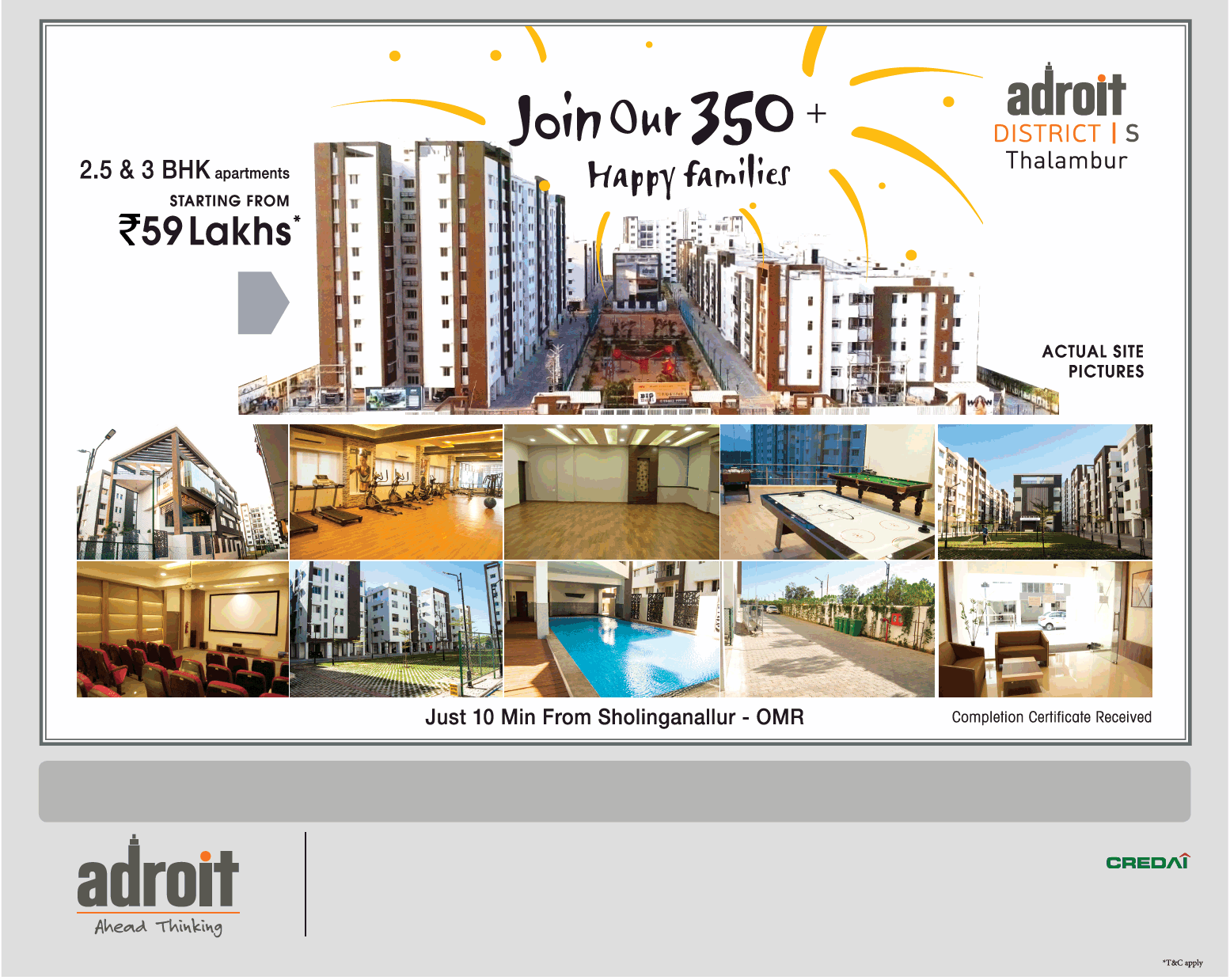Adroit District S Offer 2.5 and 3 BHK apartments starting from Rs 59 Lakh in Chennai